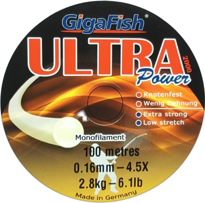 gigafish line, ultra power monofilament 100m, 0.16mm - 4.5x, 2.8kg - 6.1lb