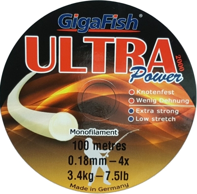 gigafish line, ultra power monofilament 100m, 0.18mm - 4x, 3.4kg - 7.5lb