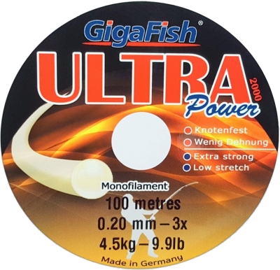 gigafish line, ultra power monofilament, 100m - 0.20mm - 3x, 4.5kg - 9.9lb