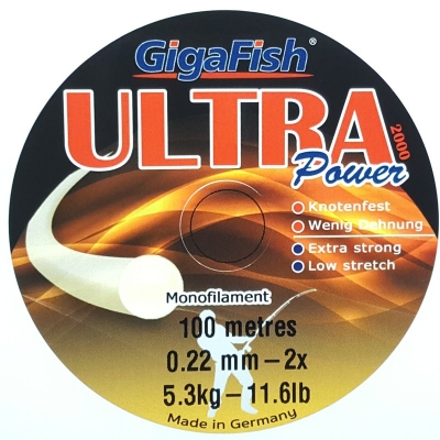 gigafish line, ultra power monofilament100m, 0.22mm - 2x,  5.3kg - 11.6lb