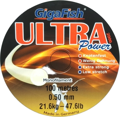 gigafish line, ultra power monofilament 100m, 0.50mm 21.6kg - 47.6lb