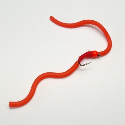 barbless red squirmy worm